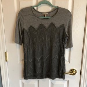 Gray lace Anthropologie shirt